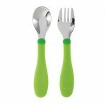 Набор для кормления (ложка и вилка) из нерж. стали, 18м+ зеленый